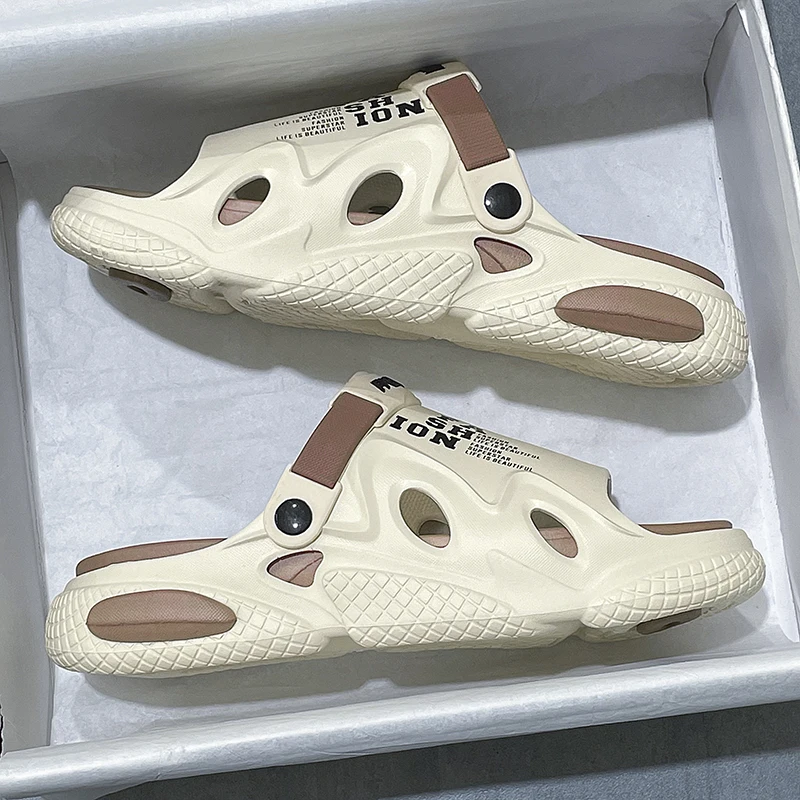 High Quality Large Size 35-47 Sandals 2024 Summer New Thick-soled Outdoor Slippers Couples Anti-slip Bathroom Men's Shoes