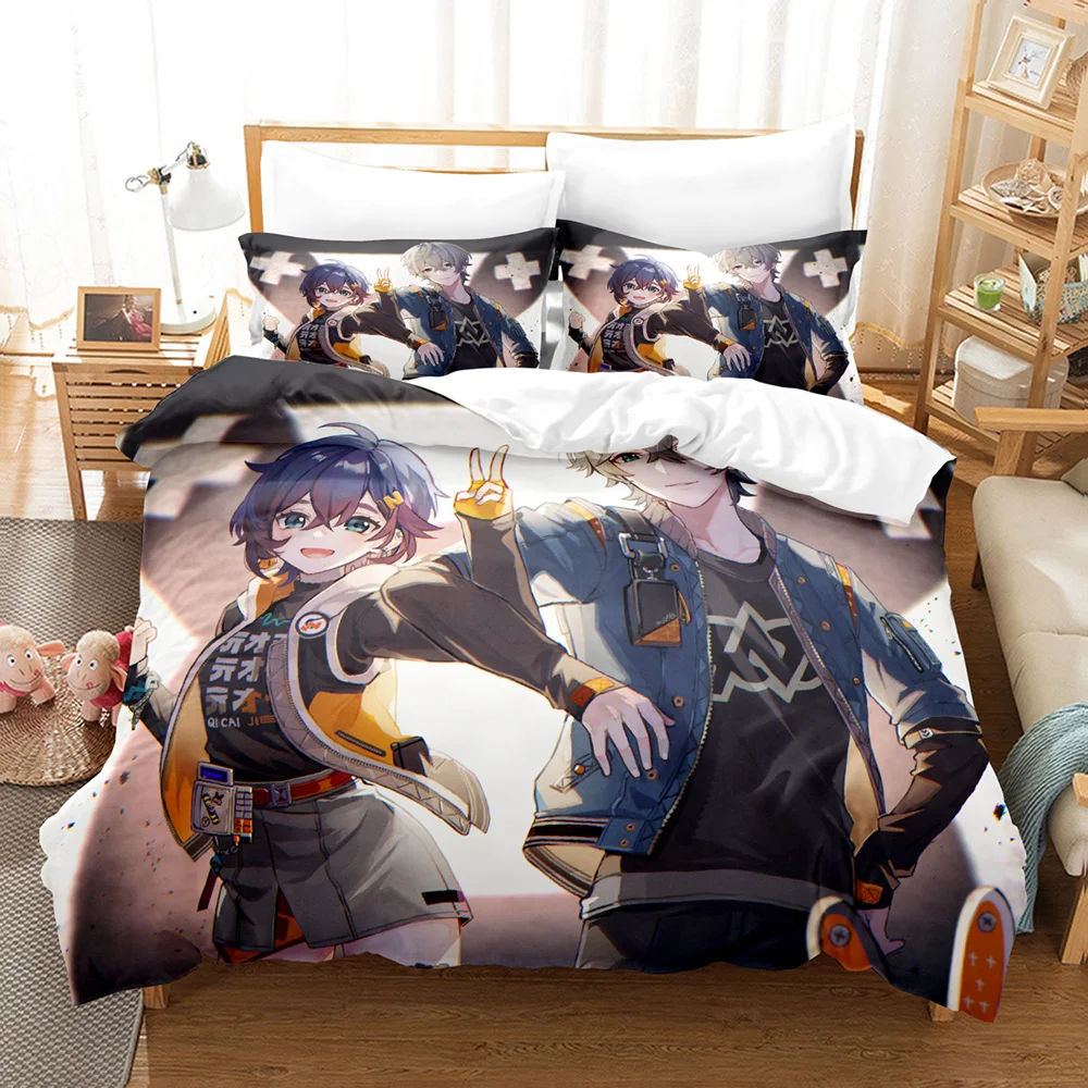 Hot Game Zenless Zone Zero Themed Bed Linen Set 3PCS Skin Friendly Duvet Cover Pillow Covers Daily Home Sleeping Room Decoration