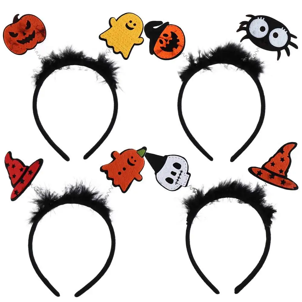 Funny Cartoon Halloween Feather Headband Spider Pumkin Pumkin Hairband Ghost Hair Accessories Halloween Hairband Girl