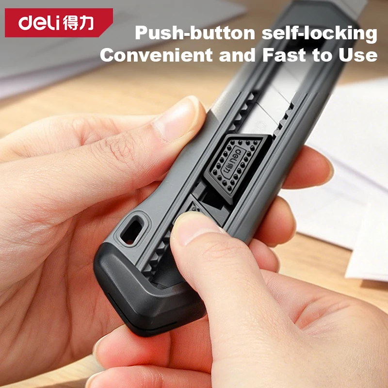 ABS Utility Knife 18mm Silver Blade Auto-Lock Push Button Ergonomic Grip Office Craft Hobby Cutting SK5 Steel Replaceable Safe