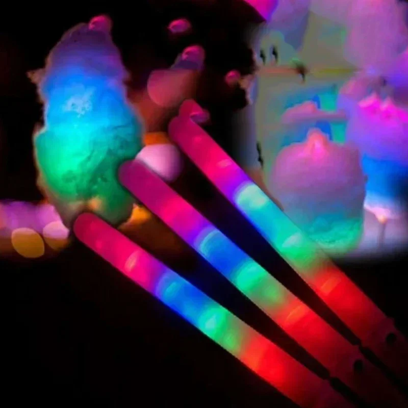 1-10 Stuks 2024 Kleurrijke Led Glow Sticks Suikerspin Kegels Herbruikbare Gloeiende Marshmallows Sticks Party Night Glow Boosting Rekwisieten