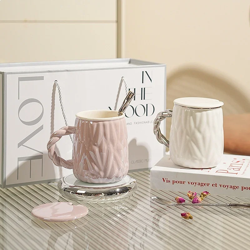 Birthday Gift for Women 55 Degree Constant Temperature Mug Warmer Coaster with Mug Set Light Luxury Office Practical Souvenir