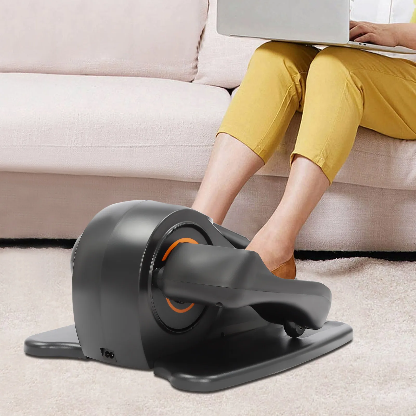 50W Motorized Elliptical Trainer, Electric Leg Exerciser With Remote Control & LED Display, 3 Auto Modes + 5 Speed Settings, Under Desk Elliptical for Home, US Plug