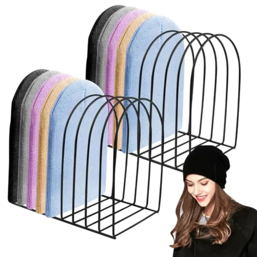 

2 Pcs Beanie Holder Organizer Knitted Hat Storage Rack Display Stand Metal Cap Holder for Winter Swimming Hat Display Home Entr
