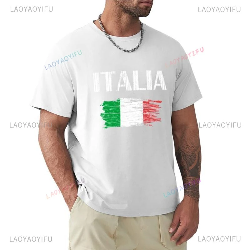 Vintage Italia Italian Flag Graphic Italy Lovers Tourists Souvenir Cool National Gift T-Shirt Graphic T Shirt Clothes for Men