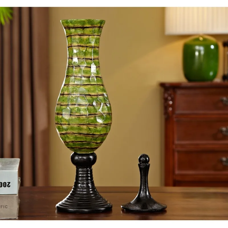 

American European Retro Decorative Jar Candy Jar Green Vase Creative Home Decor