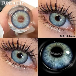 FUNSACHY 2pcs Blue Color Contact Lenses for Eyes Cosmetic Pupils Gray Eyes Lenses Green Soft Contact Lenses Eye Makeup Yearly