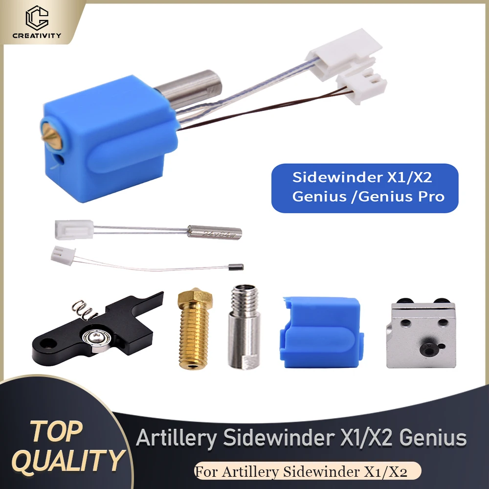 

Artillery Sidewinder X1/X2 Genius Hotend Silicone Sock Heating Tube Thermistor Heat Block Volcano Nozzle Kit Throat Extruder