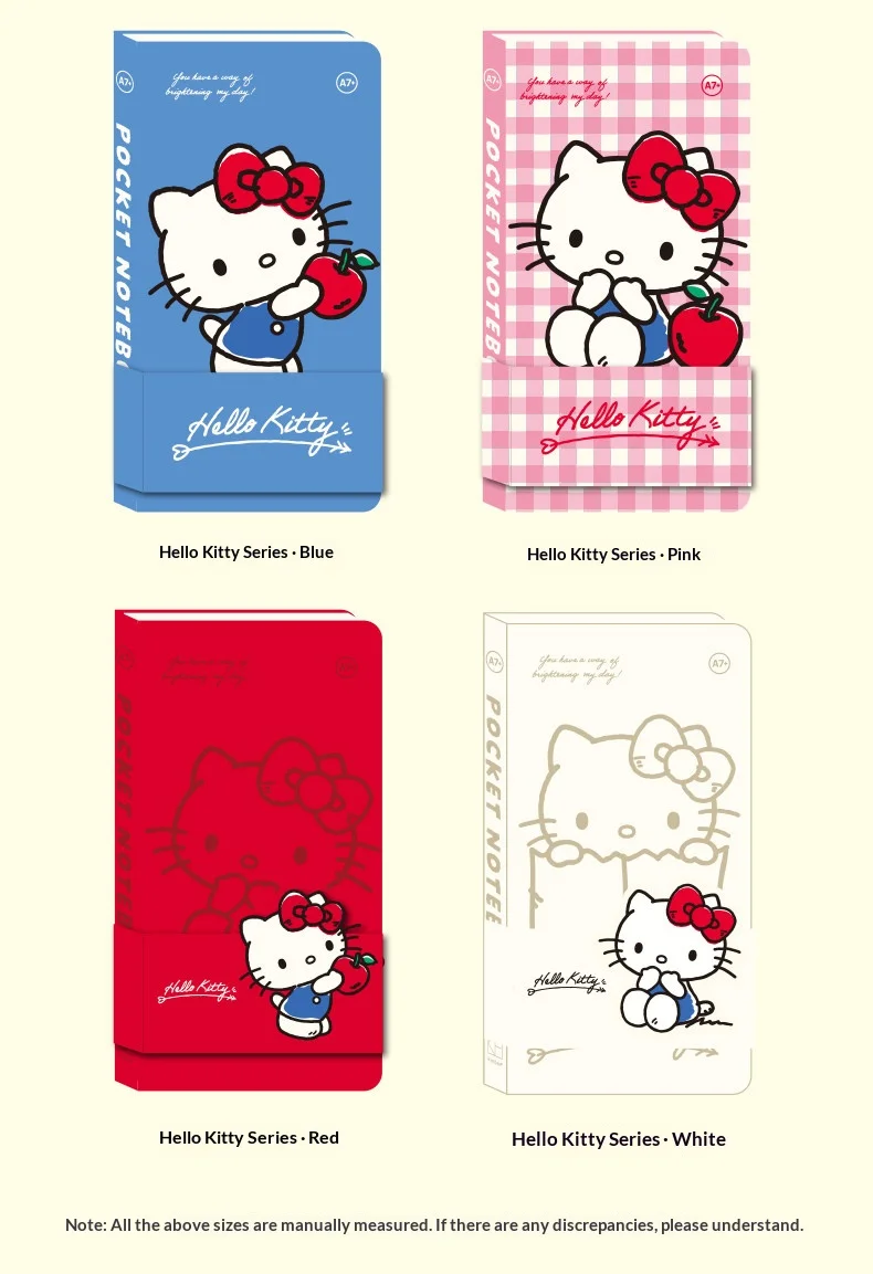 Kinbor A7 Taschennotizbuch, mit karierten und leeren Seiten, Notizbuch aus der „Kitty“-Kollektion für Mädchen, Reise-Notizbuch, niedliches Schreibwaren-Set. – Detail 5