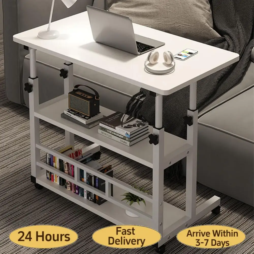 

Регулируемый по высоте компьютерный стол с многоуровневым хранением, на колесиках, мобильный, для дома, общежития и спальни