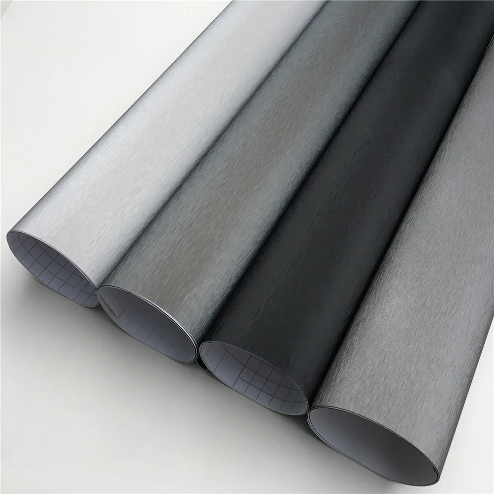 Black Grey Silver Brushed Aluminum Vinyl Wrap Film Brushed Metallic Car Wrapping Foil Sticker For Car Motor Computer