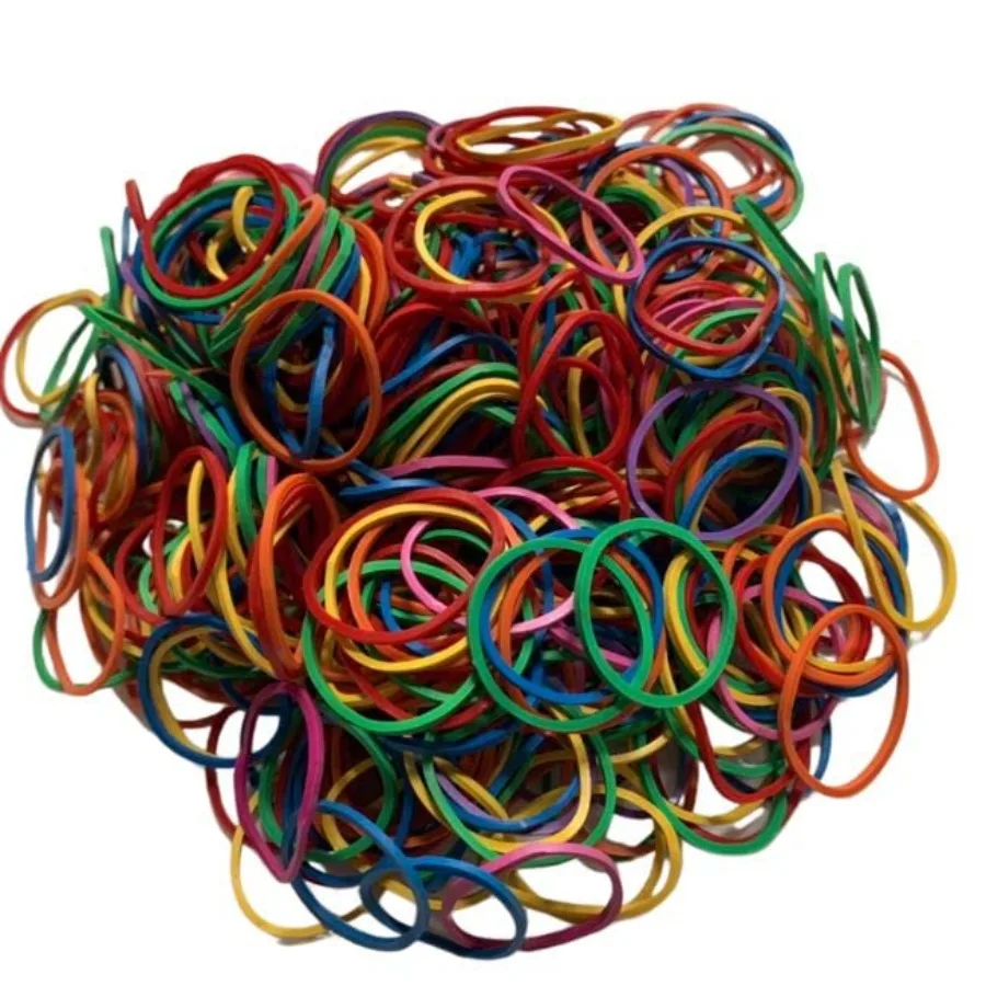 200PS Pack Small Assorted Nature Fancy Rainbow Colorful Rubber Bands Bulk for Stationery School Office Holder Supplies Hair Kit