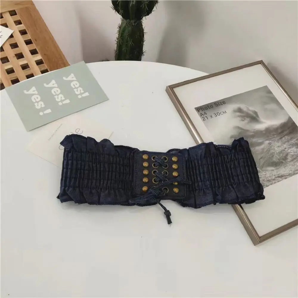 Abnehmen Tuch Denim Stretchy Cummerbunds Hohe Taille Spitze Weiblichen Bund Kleid Gürtel Elastischen Breiten Taille Gürtel Weibliche