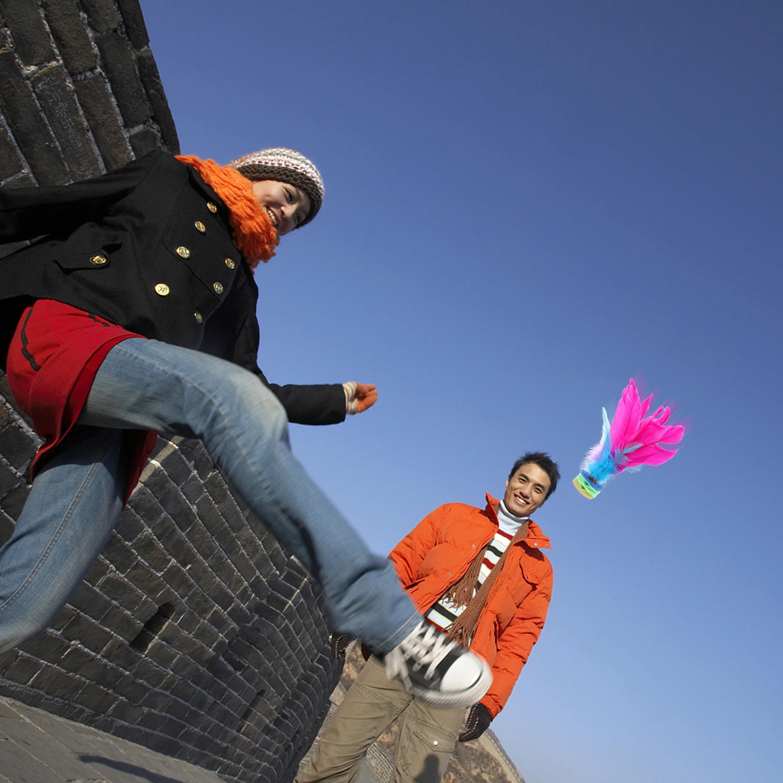 

2pcs Kick Shuttlecock Jianzi Plume Shuttlecocks Foot Sports Outdoor Colorful Lightweight Traditional Chinese Jianzi For