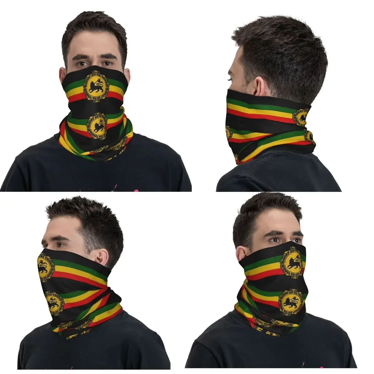 Rasta Lion Banner Badge Rasta Flag Bandana Neck Gaiter Printed Wrap Scarf Warm Headwear Outdoor Sports Unisex Adult Winter