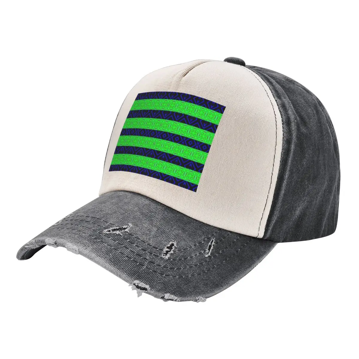 

Green and Blue Stripes Baseball Cap Thermal Visor Cosplay New Hat Mountaineering Women Hats Men's