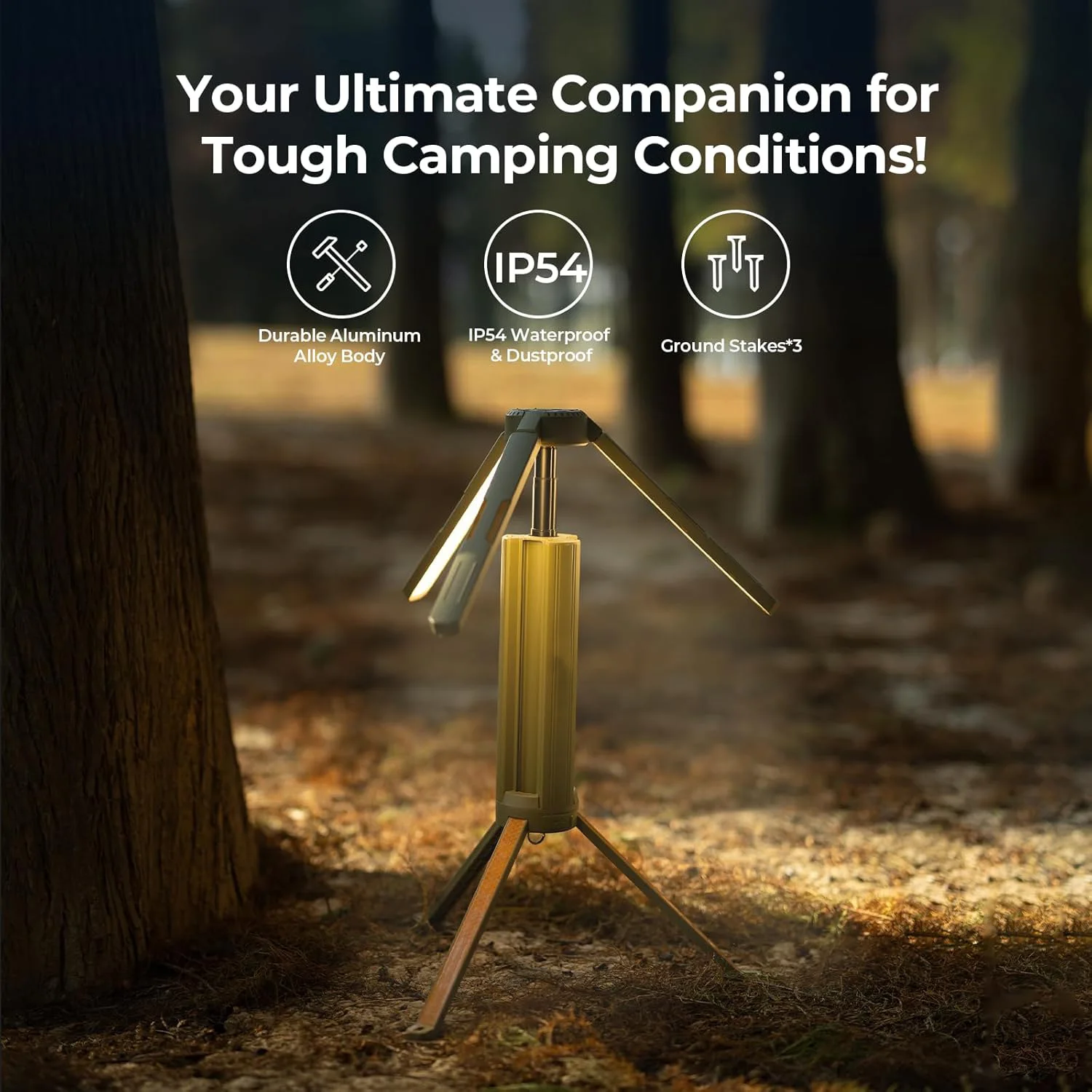 Upgraded Telescopic Camping Light 15600mAh Rotatable Collapsible ABS Waterproof Cordless Flashlight Tent Lamp Emergency Hiking
