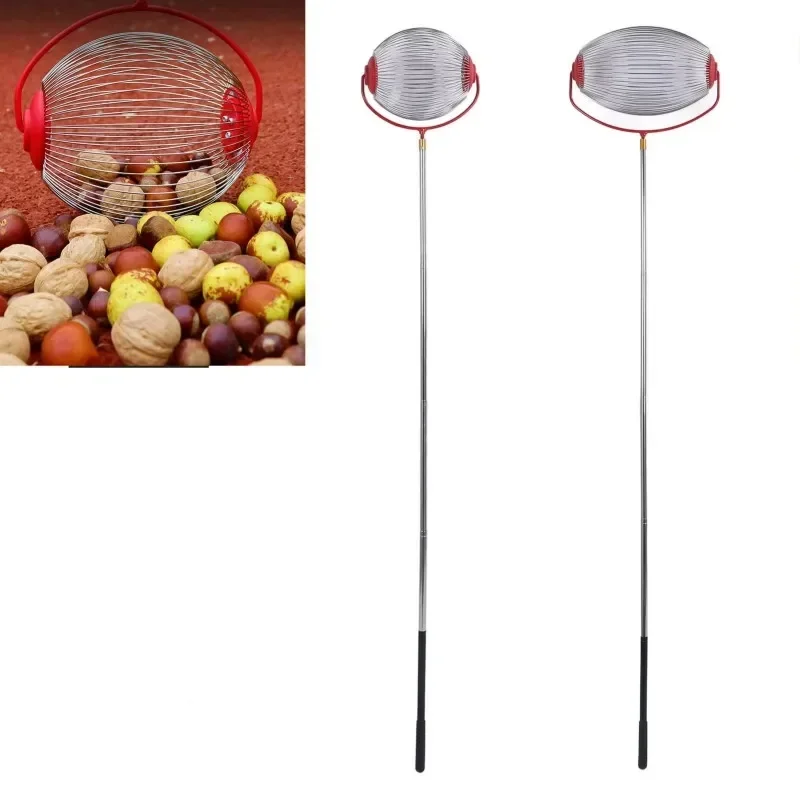 

Stainless Steel Chestnut Nut Collector Rolling Removable Retractable Nut Picking Tool Adjustable Walnut Fruit Collector