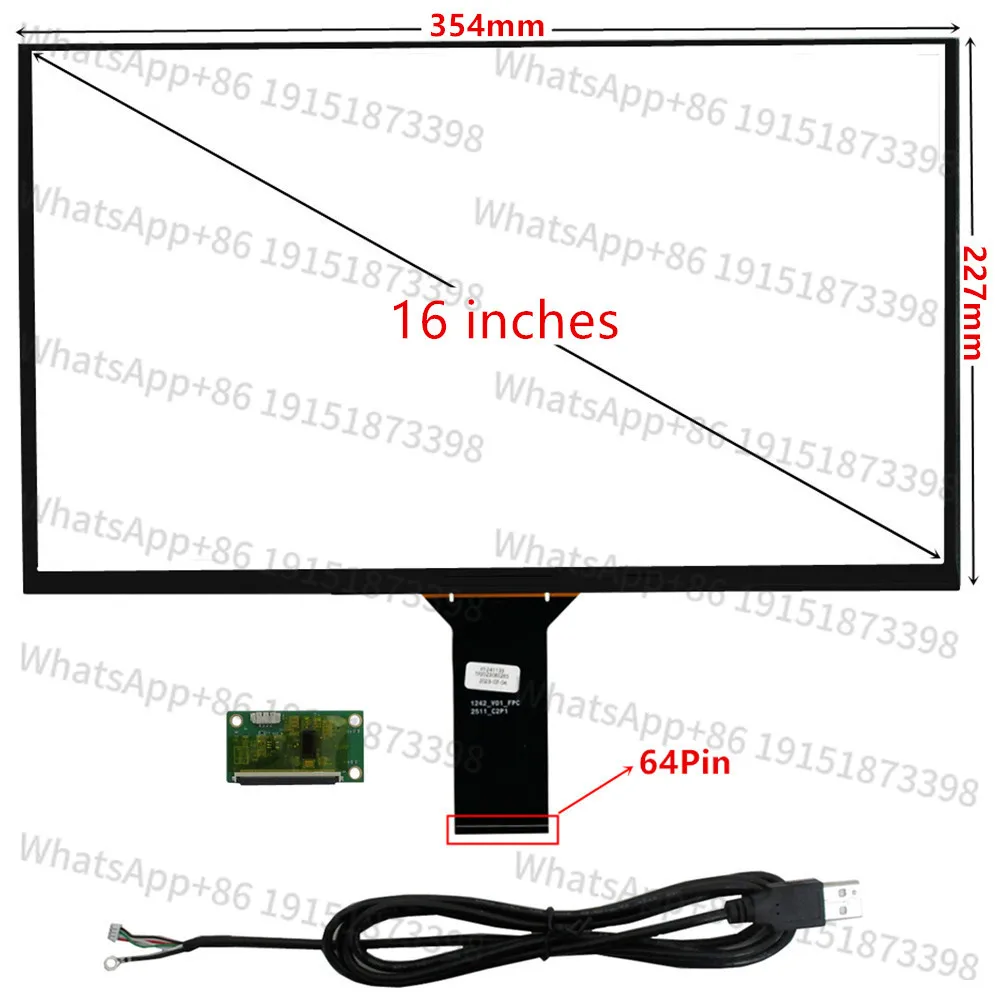 10.1/11.6/13.3/14/15.6 Inch Universal Multi-touch Capacitive Digitizer Touch Screen Panel Glass With USB Driver Board Converter