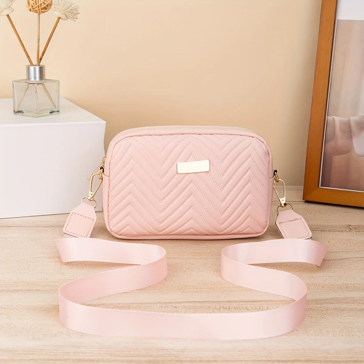 Mini-Mode-gesteppte Umhängetasche, trendige PU-Umhängetasche, lässige Handtasche und Handy-Geldbörse für Damen – Detail 11