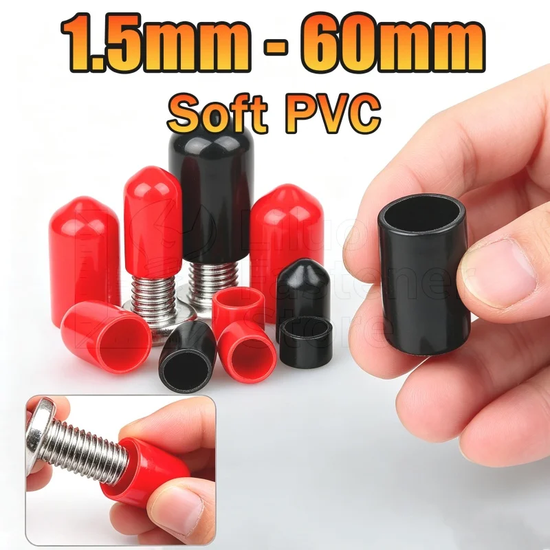 1.5-60mm Rubber Sleeve Tip End Caps Waterproof Jacket Silicone Cap Head Protective Screw Seals Decorative Cover Tips Stopper