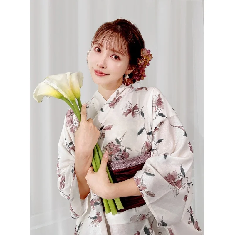 

Women's Two-Piece Polyester Kimono Batobe Non-Wrinkle Fireworks Conference New Sle Traditional Japanese Clothing