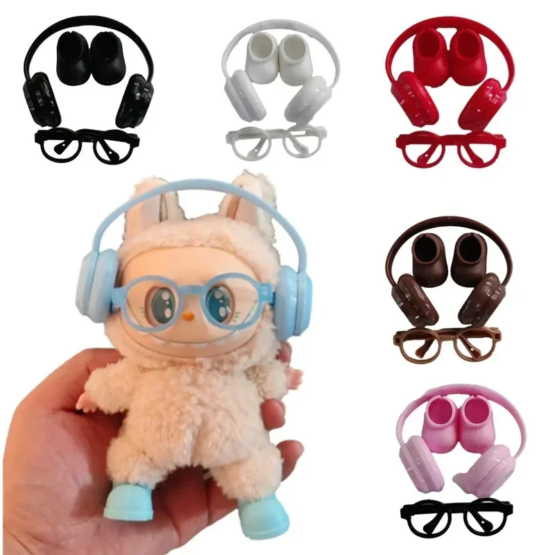 

15/17cm Labubu Doll Dress Up Headphones Glasses Shoes Set Suit for V1V2V3 DIY Clothing Accessories Children's Toys Gifts
