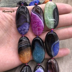 20x40mm Large Oval Shape Multicolor Agates Quartz Druzy Slice Pendant Beads For DIY Jewelry Making 9PCS/LOT MY221209