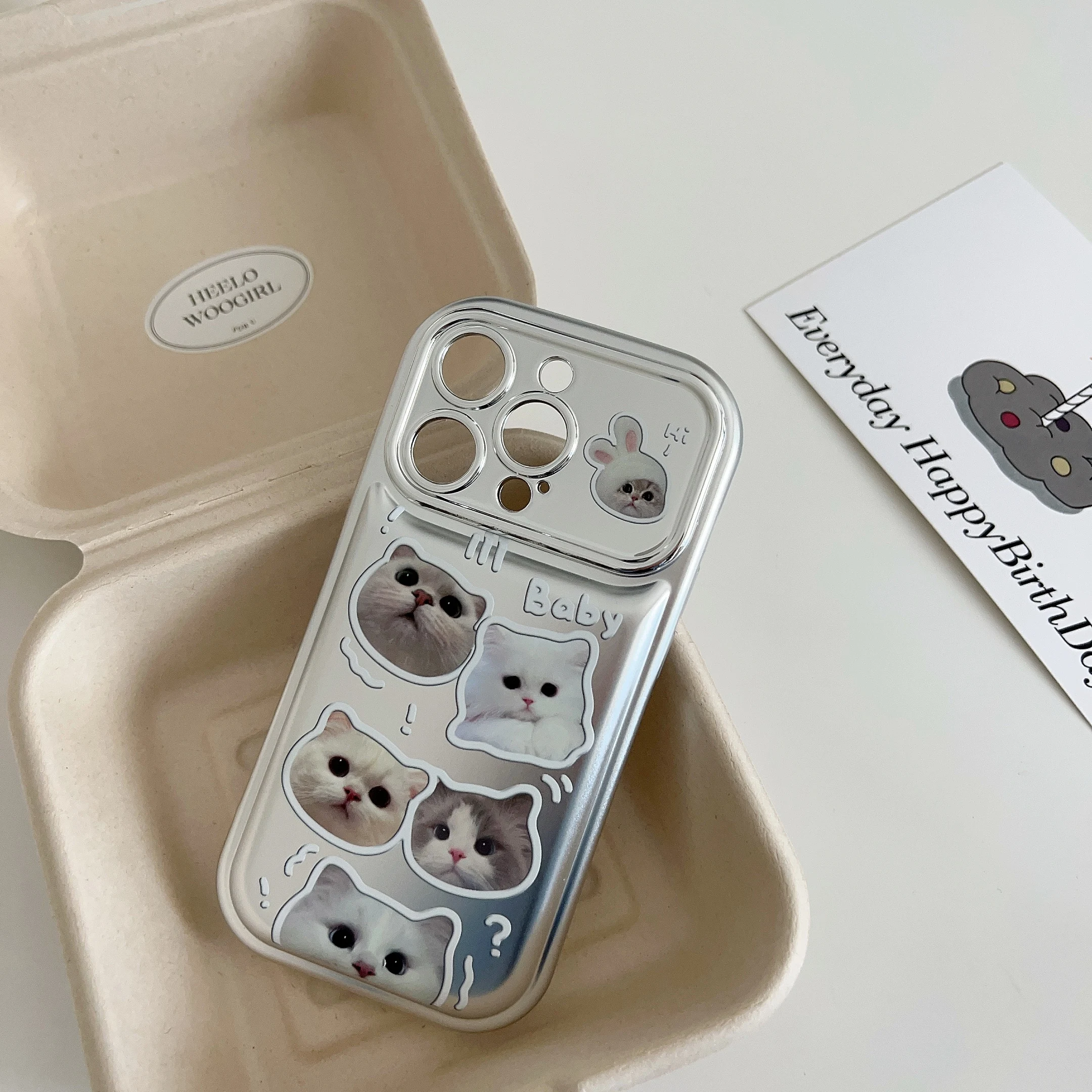 

Зеркальный чехол для телефона с большим окошком, подходит для Apple 14Pro Max, iPhone 13, Женский 14pro, 12, мультяшный, милый, креативный, новый