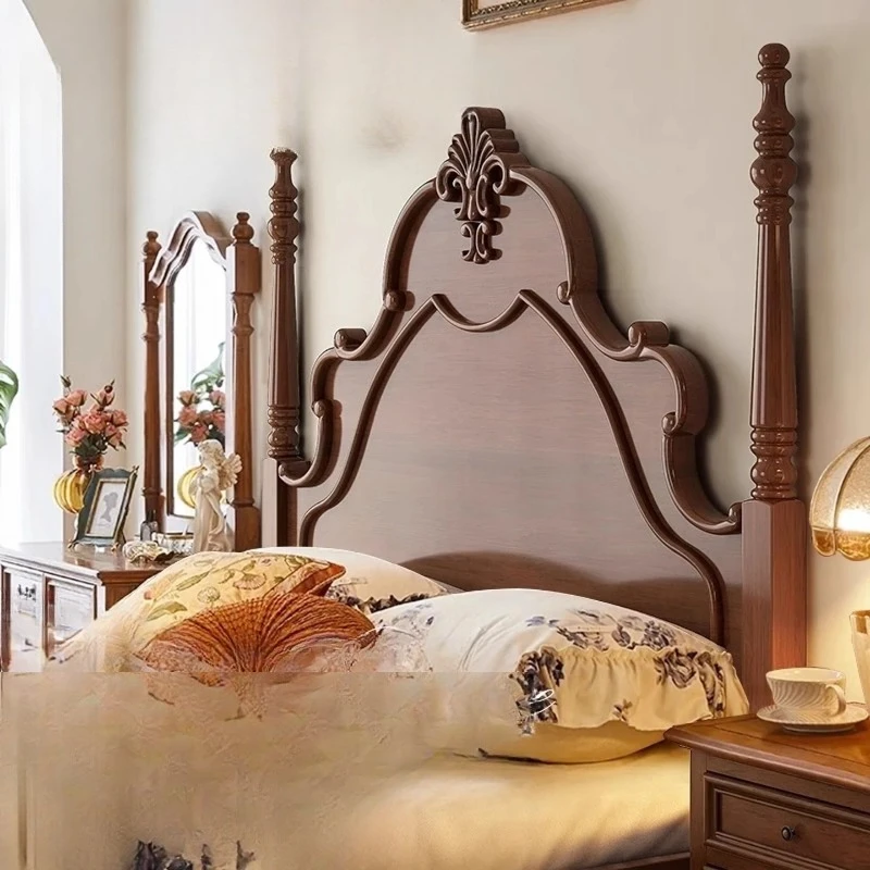 

Carved princess bed, retro 1.8m double solid wood bed