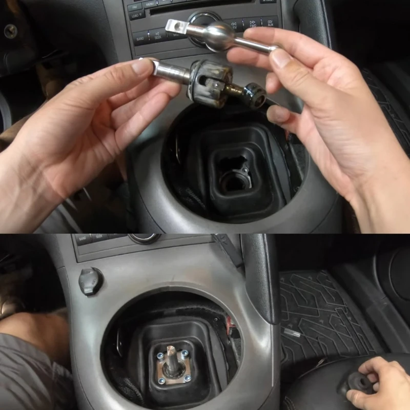 Short-Throw Gear Shifter Assembly with Metal Construction, Reduced Lever Travel, Mounting Base, Circular Collar, and 14 D7YA