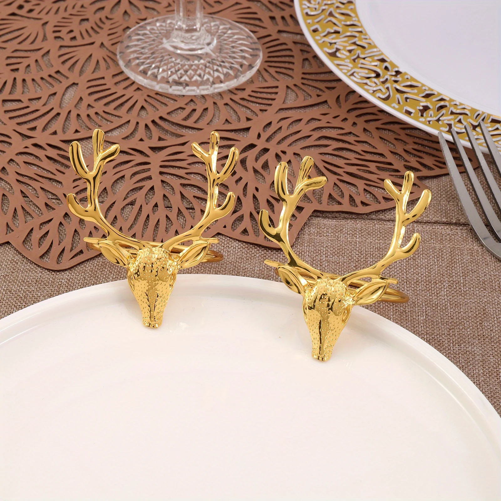 6pcs Deer Napkin Ring Nature Style Napkin Buckle   Suitable For Farmhouse  Wedding  Thanksgiving  Easter And Simple Decoration