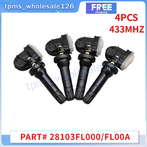 Sensor de control de presión de neumáticos, accesorio para Subaru Ascent Forester Impreza Legacy Outback Wrx XV TPMS 433MHZ, 4 piezas, 28103FL000 28103-FL00A