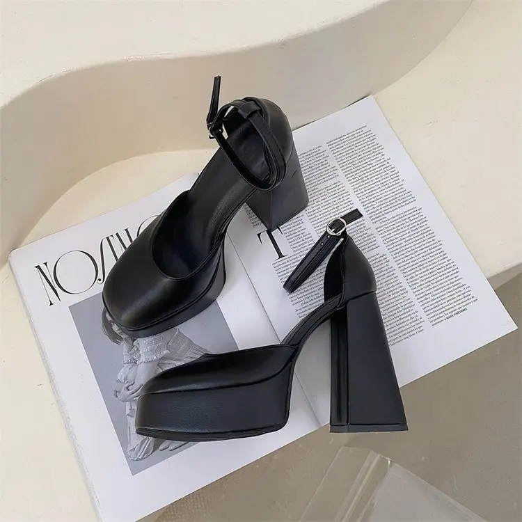 Platform High Heels for Women Lolita Mary Janes Shoes 2024 autumn New Ladies Round Toe Buckle Strap Pumps Elegant Female Shoes