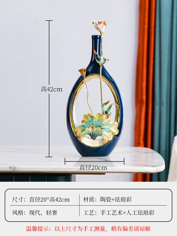Enamel color lotus vase ornament ceramic vase flower arrangement dried flower flower porcelain living room dining table