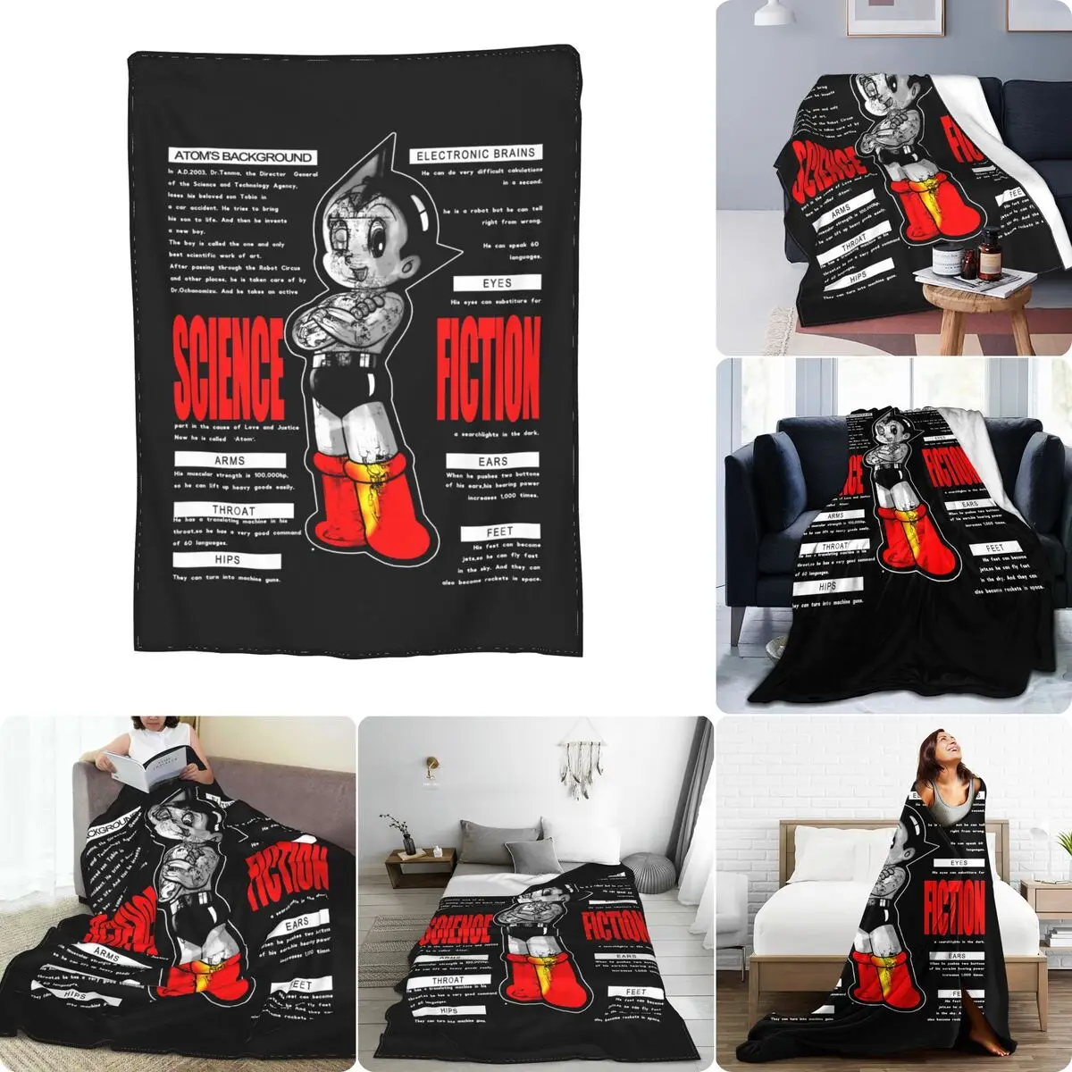 Evintage Astro Boy Mighty Atom 3D Голограмма Tezuka products ультра-Мягкое микро Флисовое одеяло Семейные расходы