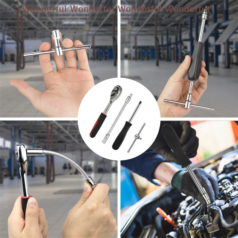 

46Pcs Ratchet Torque Wrench Combo Auto Repairing Set Mechanic Tool Car Repair Tool Kit 1/4-Inch Socket Set Car Repair Tool