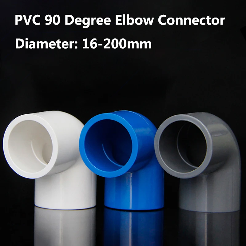 ID 16/20/25/32/40/50/63/75/90/110/125/160/200mm 90 Degree Elbow Connector PVC Pipe Fitting Garden Water Fish Tank Connector DIY