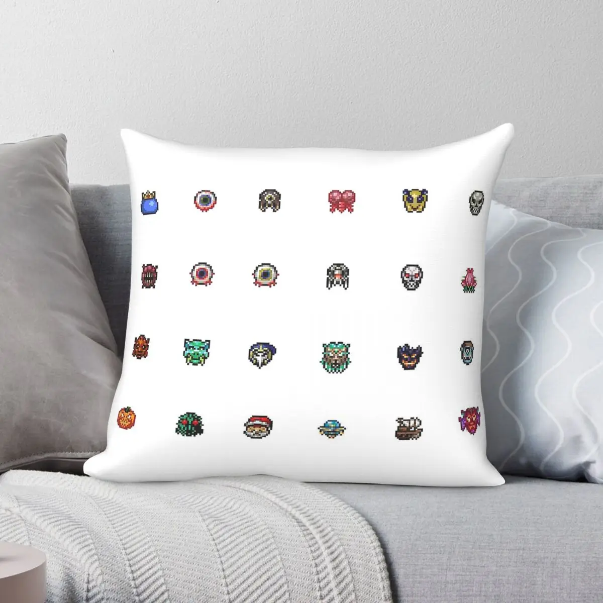 Terraria Bosses Retro Icons Pillowcase Polyester Linen Velvet Printed Zip Decor Throw Pillow Case Room Cushion Case 18