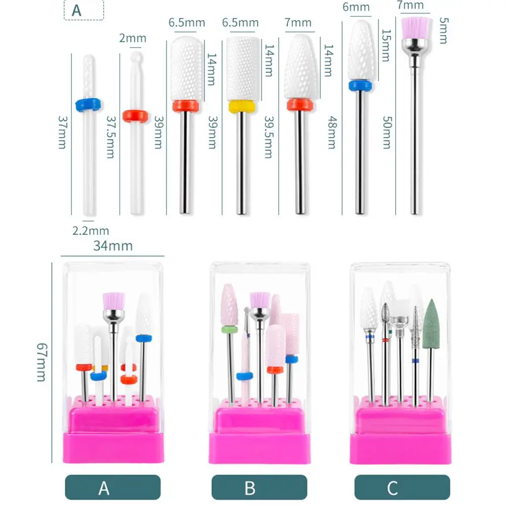 Ensemble de fraises à ongles pour vernis à ongles gel remodelé, tête de meuleuse électrique, foret à ongles en céramique, tête de meulage, outil de ponceuse