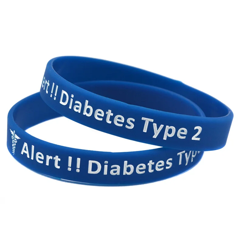 1 PC Type 2 Diabetes Silicone Rubber Wristband 7 Colors