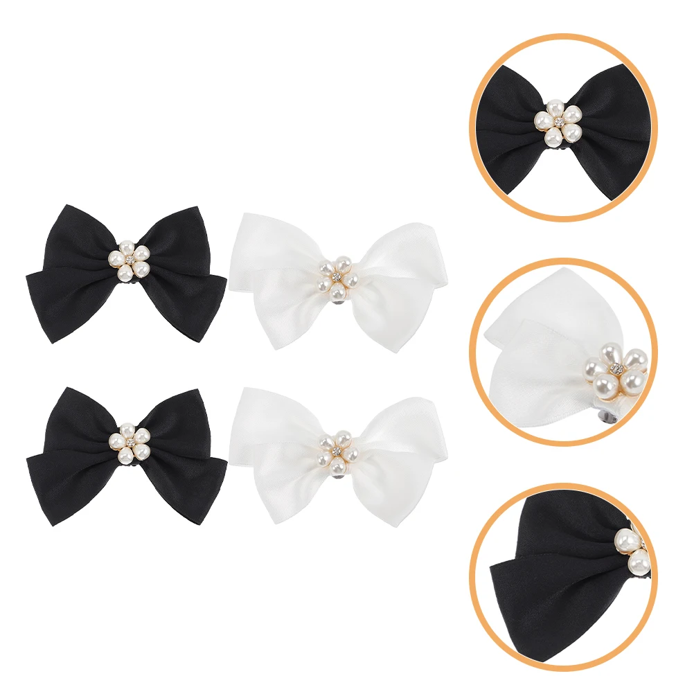 

2 Pairs Bow Clips Stylish Decorations For Heels Wedding Party Alloy Cloth Embellishments Detachable Shoe Charms Elegant Shoe