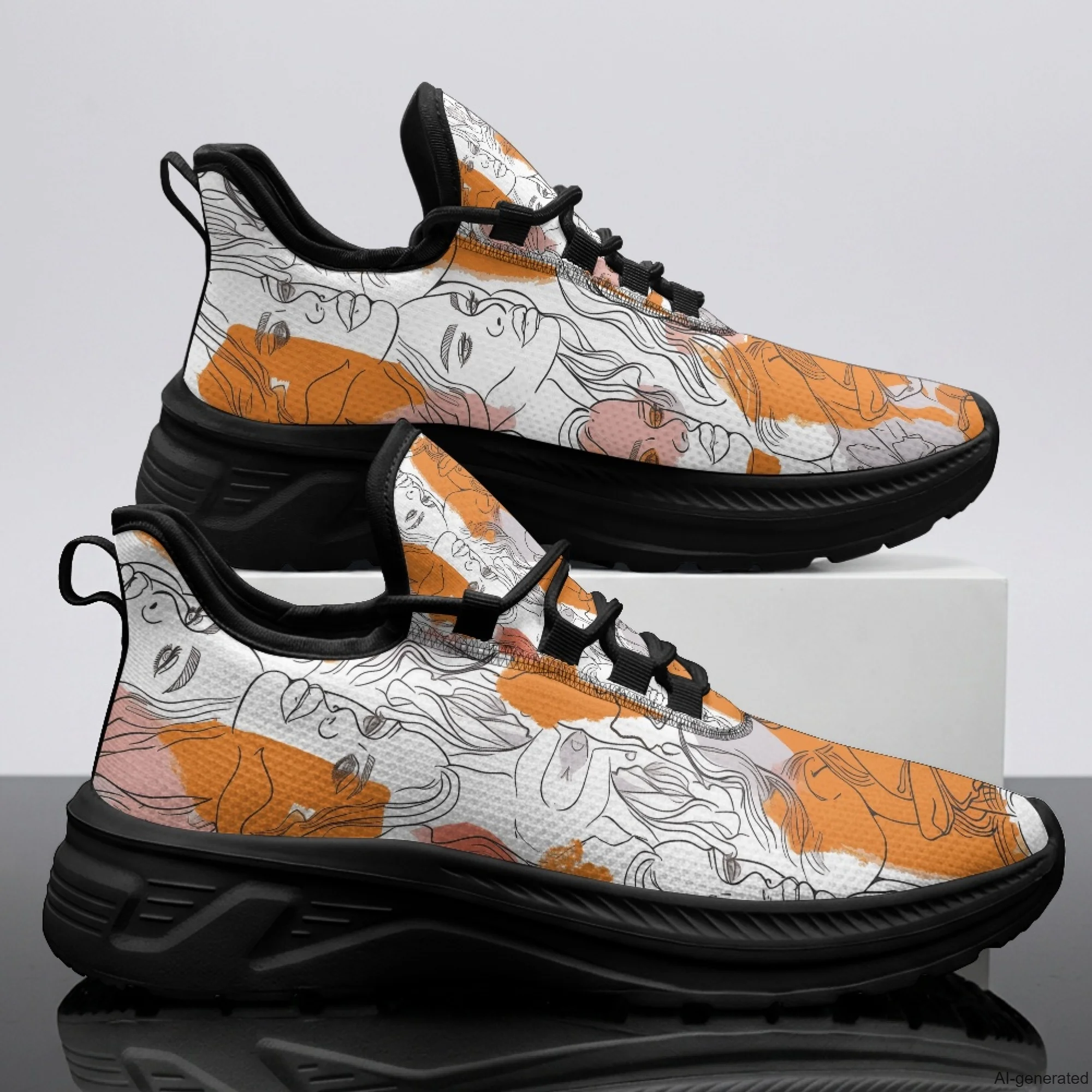 XIXIRIMIDO Womens Walking Shoes Nurse Shoes Nurse Sneakers Artwork Print Tenis Masculino De Corrida Barefoot Shoes 35-48