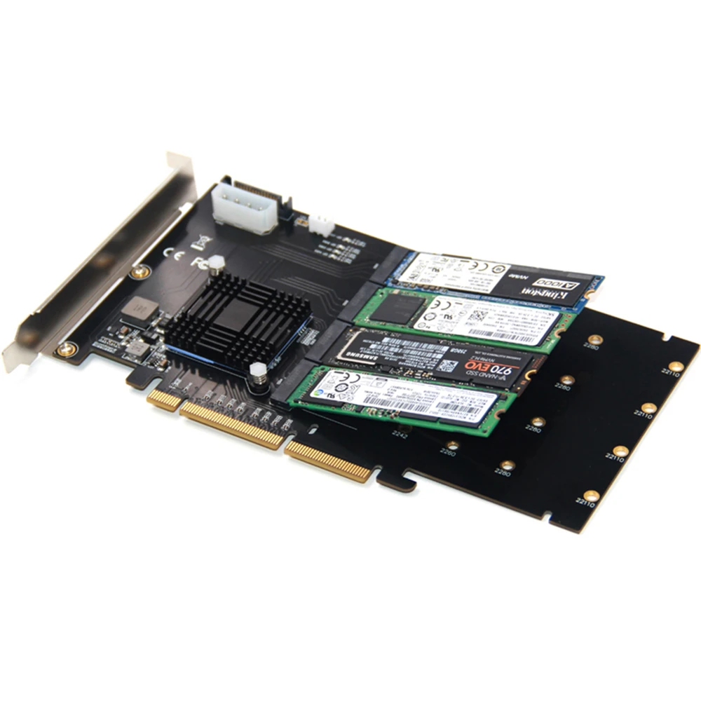NEW The adapter card PCI-E 16X TO 4P NVMe SSD Support RAIDO PCI-E 16X TO 4PCS M.2 (PCIe protocol)