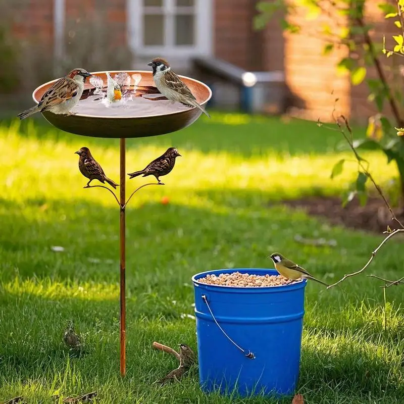 Baños para pájaros para exteriores, cuenco de Metal para jardín de pie, alimentador de baño de pájaros de Metal, bañera para pájaros de 32 pulgadas de alto a prueba de herrumbre
