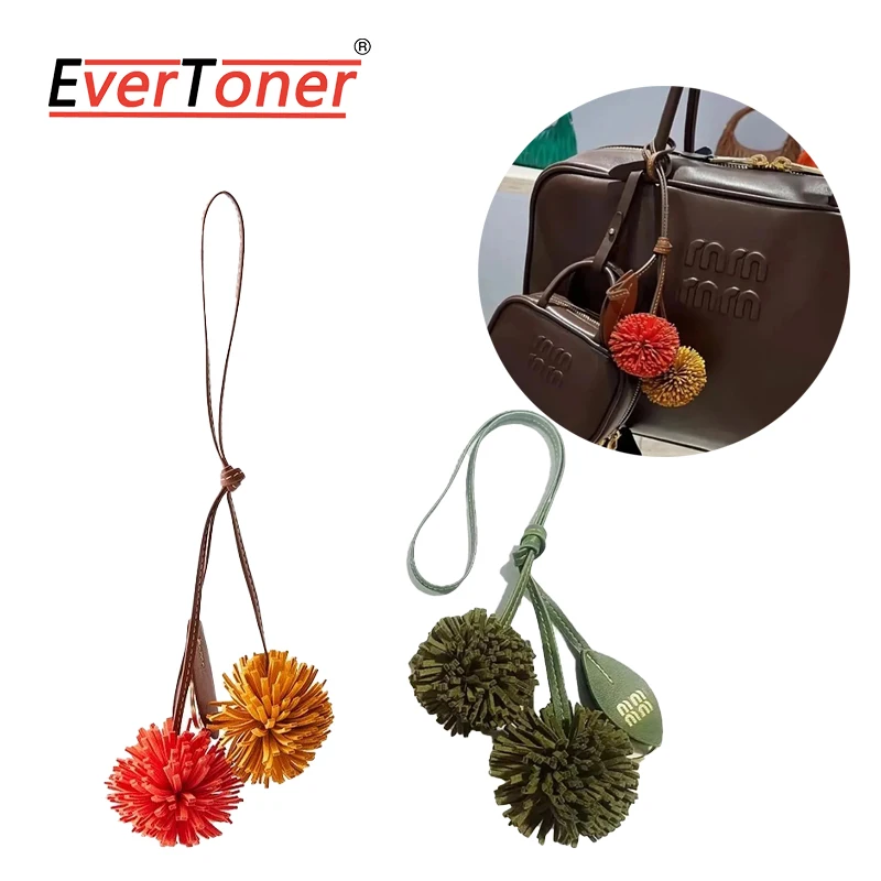 

Кожаная сумка EverToner, подвеска с кисточкой, цветочным шаром, роскошная модная подвеска для автомобиля, украшение, аксессуары для сумки