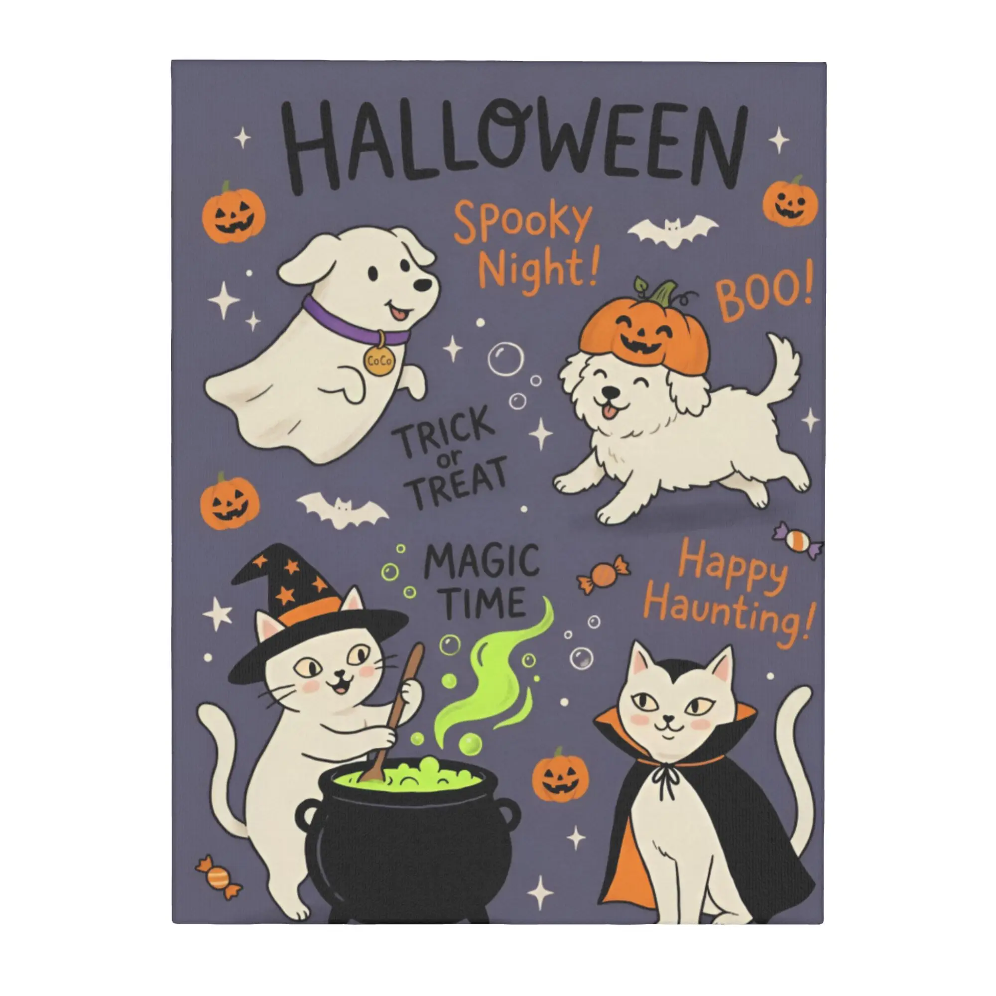 Modern Wall Art Canvas Print Unframed Custom Canvas Painting Office Home Decor Spooky Pets Wall Hanging Artwork  30x40cm,
