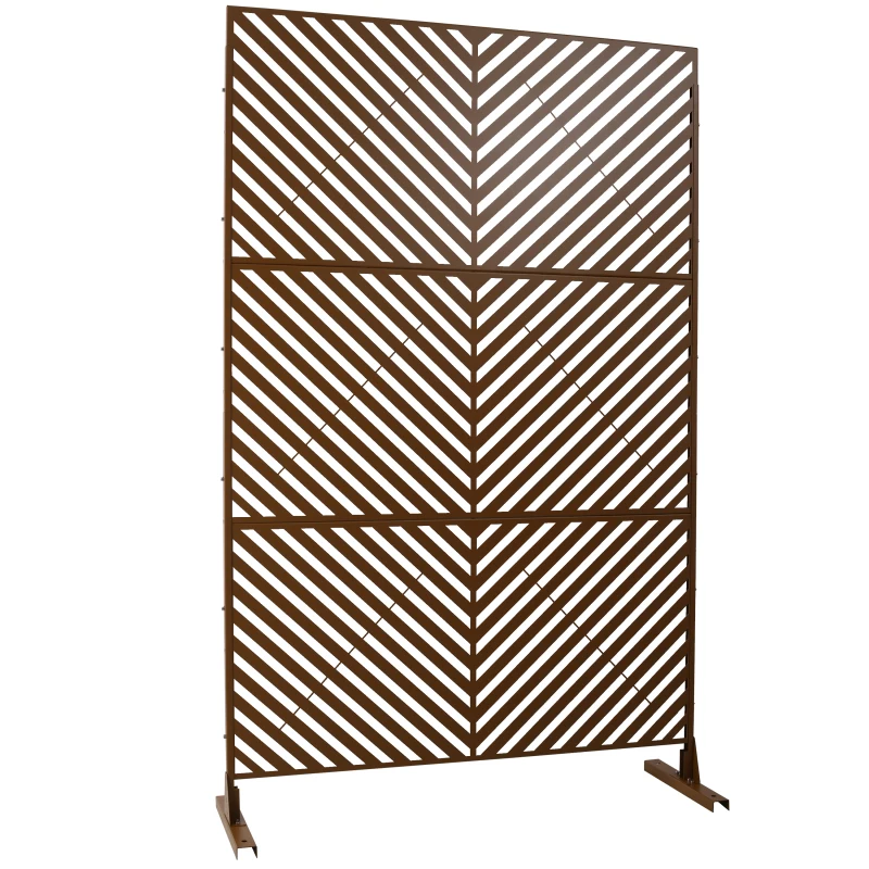 Outdoor & Indoor Privacy Screen Metal Privacy Screen 76" H×48" W, Freestanding Decorative Privacy Screen for Deck Balcony Patio, Privacy Fence Panels for Outside Lawn Garden PS113 BROWN view 3
