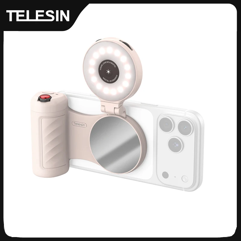 TELESIN Magnetic RGB Fill Light Phone Camera Shoot Hand Grip Phone Holder Shooting Aid Remote Control Handle for Smartphone