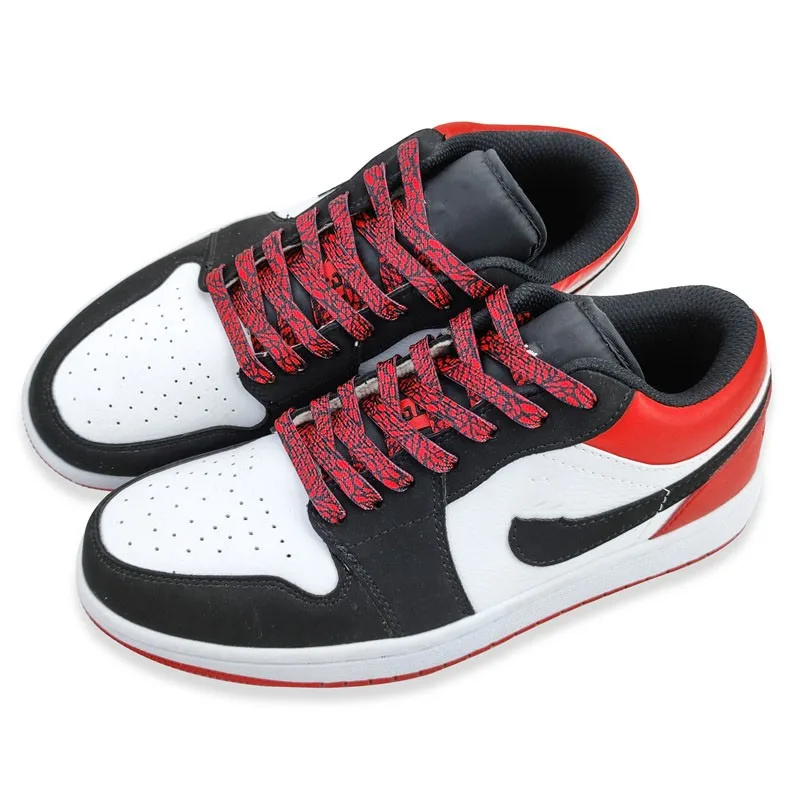 AF1 Shoelaces Flat Burst Crack Texture Rope Sports Shoe Laces Leopard Print Cement Flame Red Printing Shoestring 17 Colors